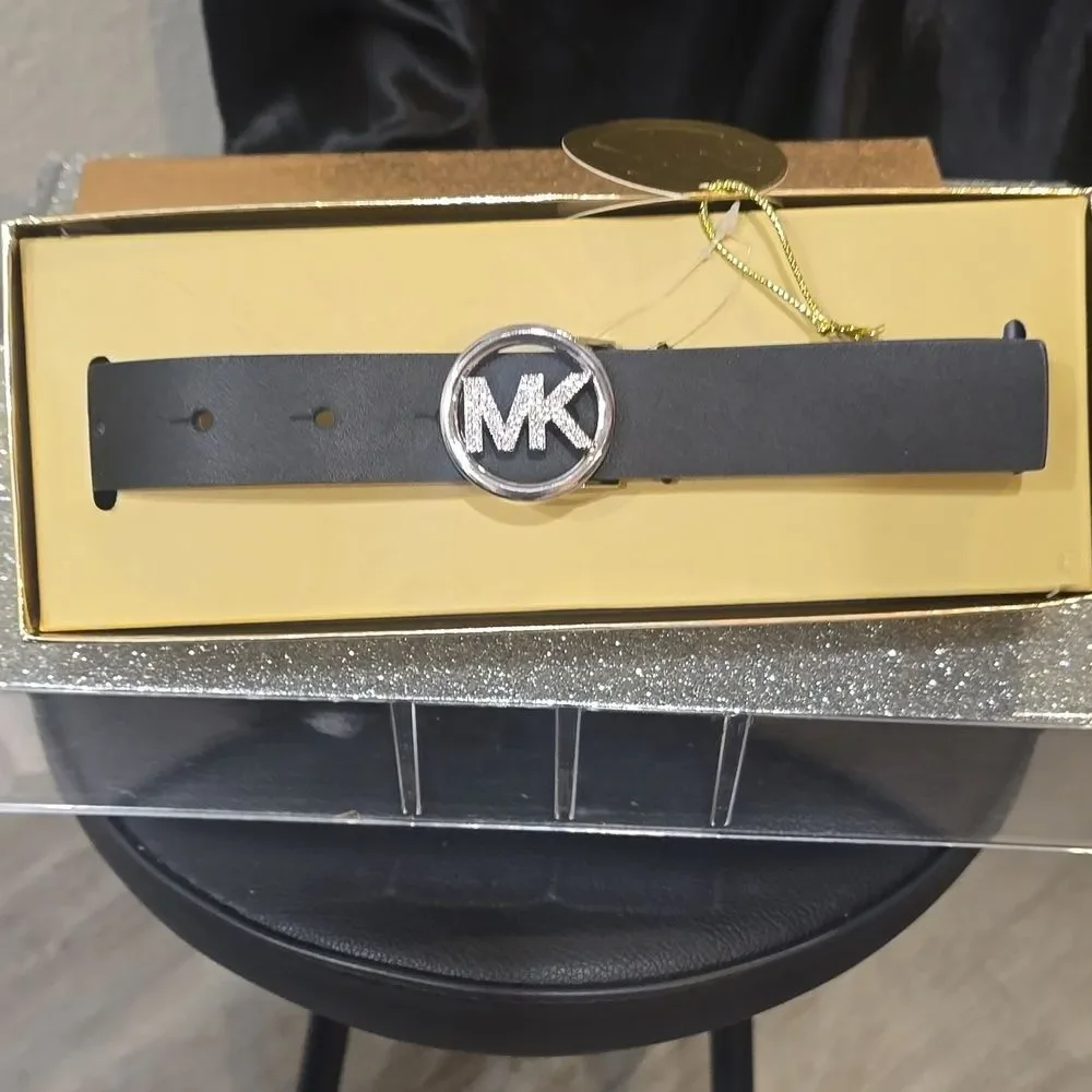 Michael‎ Kors Rhinestone Logo Skinny Belt